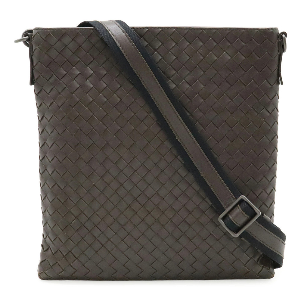 BOTTEGA VENETA Intrecciato Crossbody Bag Leather Dark Brown